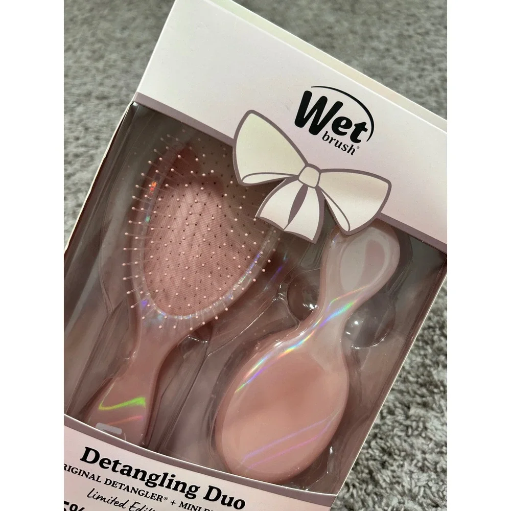 Wet Brush Detangling Duo Pink Holographic Limited Edition Gift Pack Set NEW